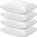Hotel Collection Bed Pillows Standard Size Set of 4 Pack Sleeper Pillow for Adults Stomach Kids Side Sleeping Medium Soft Plush Fluffy White 20x26 inches