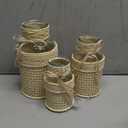 Hollyone 3Pcs Flower Vase Glass Vase with Cotton Rope Cover Woven Glass Vase Decorative Flower Bottle Modern Vase for Table Centerpiece Farmhouse Wedding Home Decor (Beige)