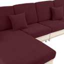 Couch Cushion Covers for Sectional Sofa L Shape Washable Separate Seat Chaise Couch Cover Stretch Sofa Slipcovers with 2 Pcs Pillowcases(3 Seater + 1 Chaise, Burgundy)