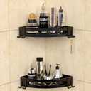 Bakzon Corner Shower Caddy, Shower Shelf Corner No Drilling Bathroom Shower Organizer Storage Rack Adhesive with Razor Holder, 2 Pack, Black