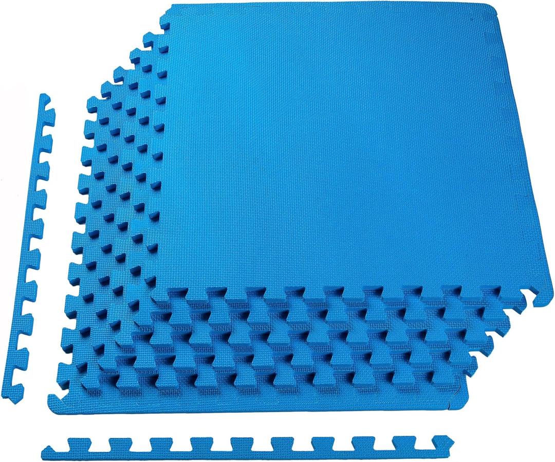 BalanceFrom Puzzle Exercise Mat with EVA Foam Interlocking Tiles for MMA, Exercise, Gymnastics and Home Gym Protective Flooring, Multiple Sizes and Colors (Blue)
