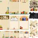 Gilprop 12 Pcs Book Club Sticky Note Set Book Lover Gifts Cute Sticky Note Pads Bookworm Task Trackers with Box Greeting Card Funny Gift for Reader Bookish Desk Office School Supplies