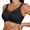 Far-free Womens Wireless Bras No Underwire Seamless Supportive Comfortable Bra Push Up Everyday V Mesh Bralette T Shirt Bra 3XL