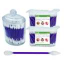 760pcs CGR Precision Cotton Swabs packed in Acrylic swab canister with Pointed and Flattened Tip, Cosmetic Makeup Applicator(160pcs in canister, 2x300pcs in bags) (760)