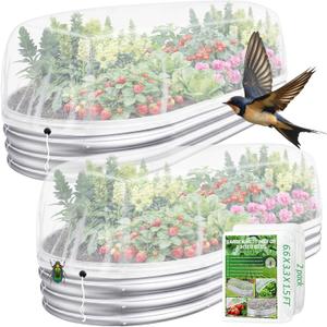 2 Pack Garden Netting for Raised Beds, 6x3FT Raised Bed Cover for Garden Protection, Ultra Fine Mesh Bird Netting Pest Barrier Screen with Drawstring for Protecting Vegetables Fruits Flowers