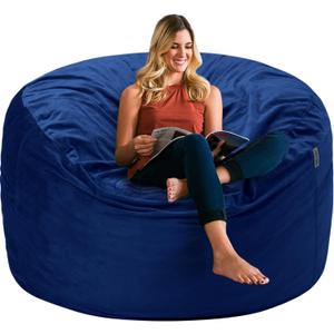HABUTWAY Bean Bag Chair 3Ft Luxurious Velvet Ultra Soft Fur with High Rebound Memory Foam Bean Bag Chairs for Adults Plush Lazy Sofa with Fluffy Sponge 3' (Blue)