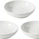 5.7'' Ceramic Wide Whisker Friendly Cat Dishes, Set of 3 Ceramic Cat Bowls, Indoor Kitten Feeding Food& Water Dish to Prevent Whisker Fatigue(3 Pcs,White)