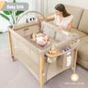 Baby Bassinet 5 in 1 Pack and Play,Baby Crib Portable,Beside Sleeper,Beige