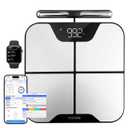 Smart Scale for Body Weight with Handle, 8-Electrode Full Body Composition Analyzer with BMI, Body Fat, Muscle Mass, 57 Metrics, Accurate Bluetooth Digital Scale for Home Gym, Women & Men