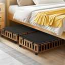 Gashell 2 Pack Bamboo Under Bed Storage with Wheels, 39x20x7.8 Lager Under Bed Storage Containers (Brown)