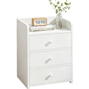 White Small NightStand Modern Home Side Tables Bedside Table with Drawers, 12.6x9x18.9inch
