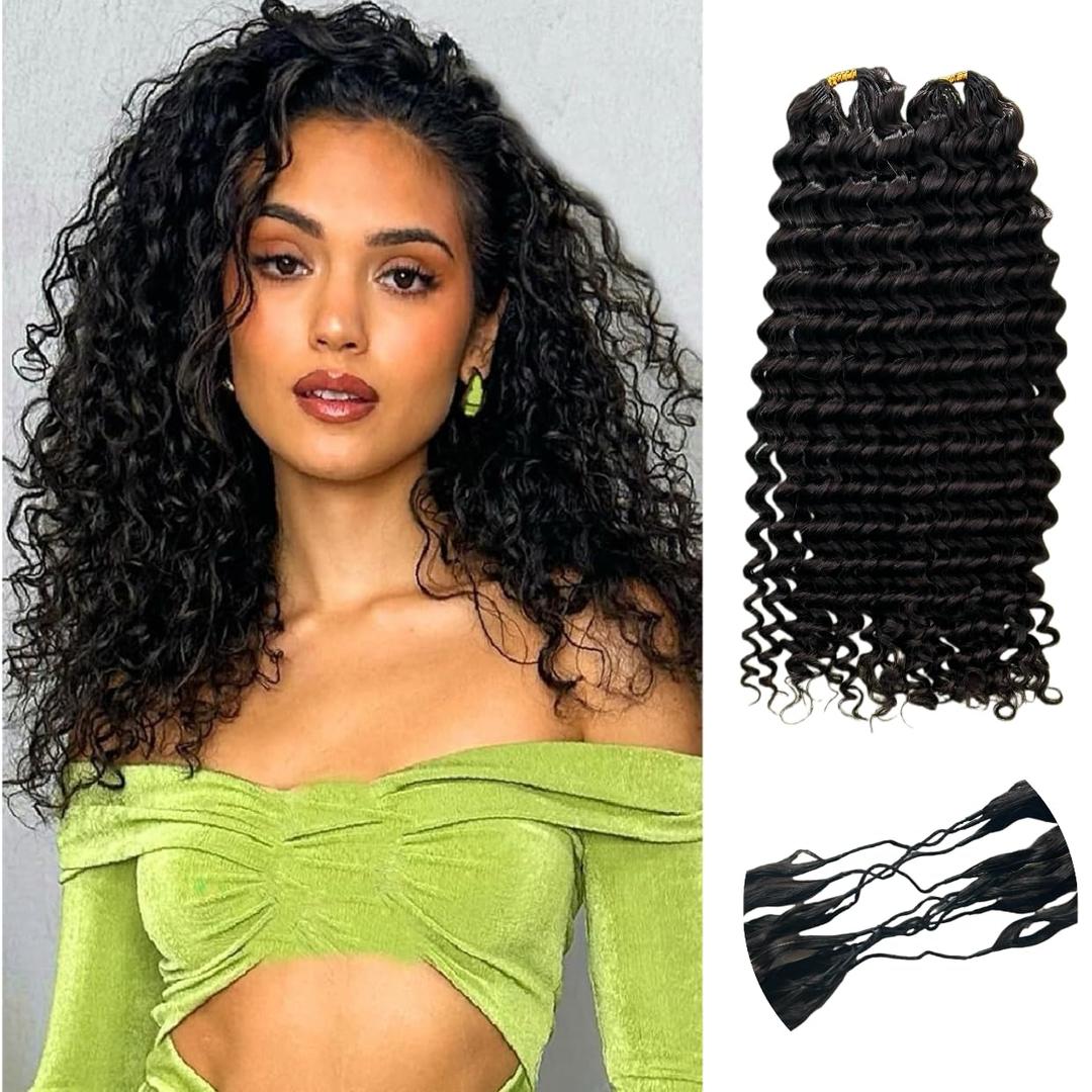 Knotless Pre-Separated Water Wave Human Hair Feather Crochet Hair Extensions Lightweight Reusable Crochet Hair Extensions Natural Color 16inch 120g