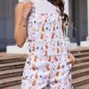 Bindefon Festival Bib Overalls for Women Adjustable Straps Work Coveralls Printed Shorts Jumpsuit (S)