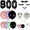 Halloween Balloon Arch Baby Showers Decorations, 18" 10" 5" Black Purple Pink Balloons with 3D Bat Stickers for Halloween Birthday Baby Shower Outdoor Indoor Decorations