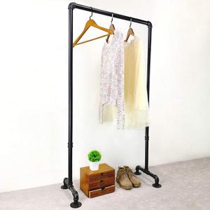 MBQQ Industrial Pipe Clothing Rack,29.9in Length Vintage Commercial Grade Pipe Clothes Racks,Rolling Rack for Hanging Clothes Retail Display,Heavy Duty Steampunk Iron Garment Racks,Black