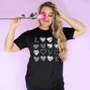 Valentine Day Shirt Women Leopard Love Heart Print T-Shirt Teachers Valentines Short Sleeve Tee Tops (Medium, Black)