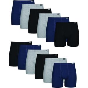 Hanes Men's Underwear Boxer Briefs Pack, Cotton ComfortSoft Boxer Brief for Men, Moisture-Wicking Breathable, Multipack (Large, Assorted - 12 Pack)
