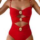 B2prity One Piece Swimsuit for Women Cutout Monokini Color Block Bathing Suit Ruched Sexy Swimwear Large