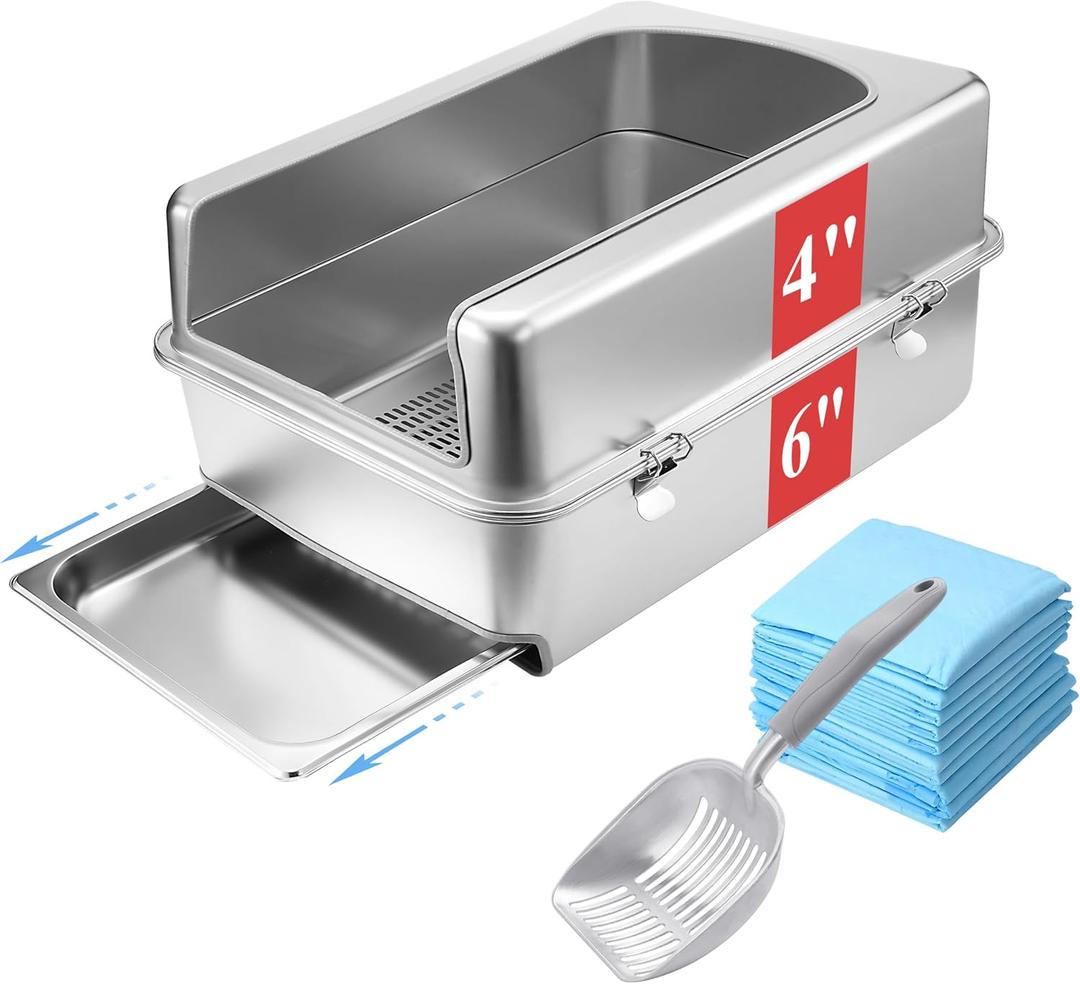 Pull-Out Sifting Cat Litter Box with Lid for Pine Pellets (23.5" L x 15.6" W x 10" H)