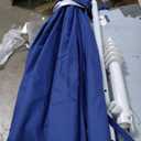 AMMSUN 6.5ft twice folded Portable beach umbrella with sand anchor windproof, Push Button Tilt and Air vent UPF 50+ Protection Fits in a large Suitcase for Patio Garden Beach Pool Backyard Blue