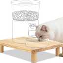 SZEE Cat Food Stand for Automatic Feeder & Tradition Bowls, Elevated Cat Food Table Station, Raises Feeder/Bowl by 6cm, Premium Solid Wood Material, Relieves Spine and Joints Noticeably on Pets