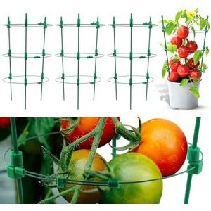 18 Inch-4 Pack Adjustable Tomato Cages, 3 Adjustable Rings Plant Support Garden Trellis for Tomatoes, Cucumbers, Vegetables, Flowers, Roses & Climbing Vines