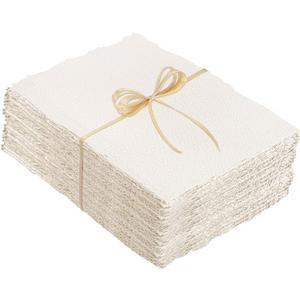 100 Sheets Watercolor Paper 4 x 6inch, 300 GSM Deckled Edge Paper Rough/Textured Handmade Paper for Watercolors, Wedding Invitations, Cards, Crafts