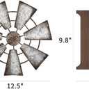 Mkono Farmhouse Wall Decor Wooden Home Sign with Metal Windmill for O Rustic Hanging Letters Decorative Art Signs Living Room Kitchen Bedroom Entryway House, Brown