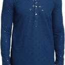 Sojanya (Since 1958 Men'S Pure Cotton Sequence Only Long Kurta (X-Large, Teal Blue)