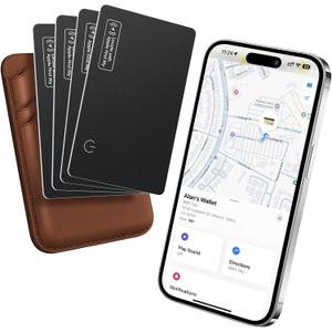 Ultra Slim Air Card Tag: 2026 MFi Certified Wallet Smart Tracker Card - Compatible with Apple Find My Wallets Finder Tracking Cards Tags (4 Pack Black)