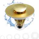 Fransiton Bathroom Sink Stopper, 1.1-1.77 Inch Basin Pop Up Sink Drain Stopper, Anti Clogging Drain Plug with Detachable Hair Catcher,Brushed Golden