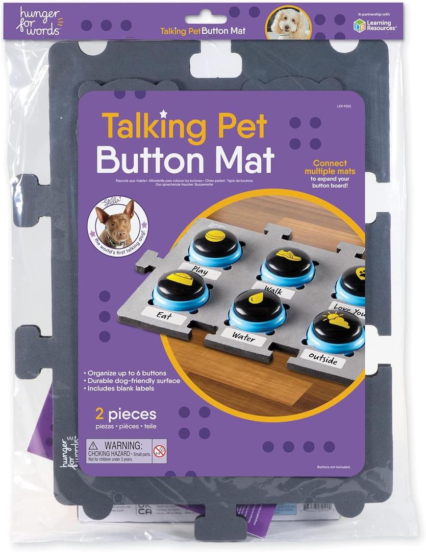 Hunger for Words Talking Pet Button Mat - 1pc Talking Dog Button Mat, Talking Dog Button Storage, Single Mat Holds Up to 6 Buttons (Buttons Sold Separately)