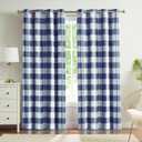 Melodieux Buffalo Check Plaid Blackout Curtains 84 Inches Long for Living Room, Bedroom Thermal Insulated Room Darkening Grommet Drapes, Blue, 50 x 84 Inch, 2 Panels