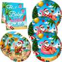 200Pcs Christmas Summer Decorations - Summer Paper Plates Dessert Dinnerware Set for 50 Guests - Hawaiian Beach Party Supplies Table Decorations