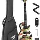 Fesley 39" LP Electric Guitar Kit: Full Size Solid Body Electric Guitars for Beginners with Humbucker Pickups,Poplar Body,Mahogany Neck,22 Frets,6 String Guitar with Gig Bag, FLP400,Matte,Camouflage