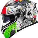 KYPARA Motorcycle Dual Visor Flip up Modular Full Face Helmet with DOT Certification of Impressionism, Medium