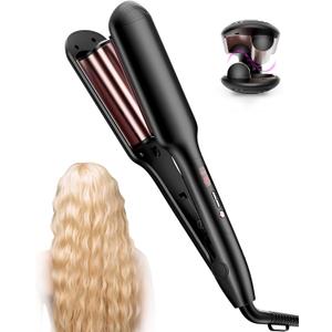 ANWA Double Barrel Hair Waver Crimper Tool, 1 Inch (25mm) Wavy Hair Crimper Iron for Women Beach Waves, Ceramic Deep Beach Wave Curling Iron