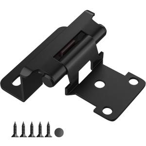 HOSOM 50 Pack 1/2 Inch Overlay Semi Partial Wrap Kitchen Cabinet Door Hinge Matte Black Cabinet Hinges for Kitchen Cabinet Doors Self Closing Cabinet Hinges with Door Bumper