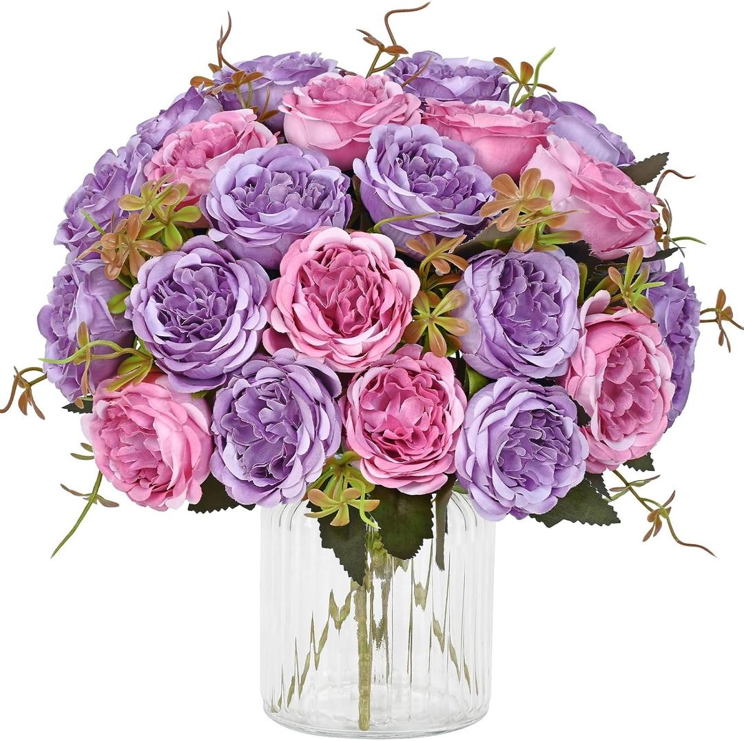 MARTINE MALL 2 Packs Peonies Artificial Flowers, Artificial Peonies, Silk Peonies Flowers Fake Peonies Artificial Peony Flowers for Centerpiece Table Wedding Party Home Decor