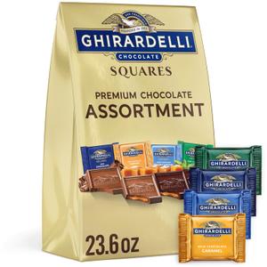 GHIRARDELLI Premium Assorted Chocolate SQUARES, 23.6 oz Bag Variety Pack of Milk, Dark, Mint, and Caramel Chocolates, BB 05/31/26