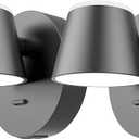 URSOLA Wall Light Set of Two, LED Wall Sconce with On/Off Switch USB Charging Port 110 Volt Hardwired Wall Lamp 350 Rotatable Up Down Sconces Wall Lighting (Black) (2 Packs)