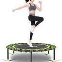 Newan 40"-48" Silent Mini Trampoline Fitness Trampoline Bungee Rebounder Jumping Cardio Trainer Workout for Adults-Max Limit 330lbs (40" Round green (NO Handle))