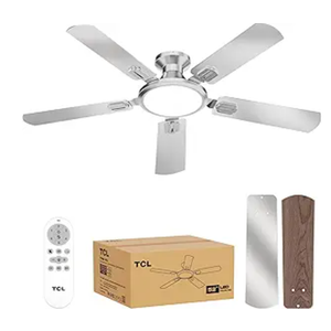 TCL 52" Low Profile Ceiling Fan with Light, Slim, Silver, Flush Mount, DC Reversible Motor, 6 Speeds, Remote Control, Noiseless, Dimmable, LED Light, 3CCT, Modern Ceiling Fan for Bedroom Living Room