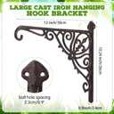 Otoolling 2 Pack Cast Iron Hanging Plant Bracket 12" Outdoor Wall Plant Hangers Hooks Heavy Duty Hanging Bracket Hooks Vintage Decorative Wall Hangers for Pots Bird Feeder Wind Chime (Brown, Classic)