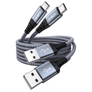 USB to USB C Cable 60W Fast Charging [2 Pack 6FT], USB A to USB C Cable for CarPlay, Durable Braided USB Type C iPhone Charger USBC Cord for iPhone 17/16/15/Pro Max/Plus, Samsung Galaxy S23 and More