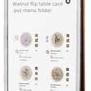 A4 Walnut Wood Sign Holder Vertical Table Card Flip Display 6 Pages(12 Sides),Double Sided Flyer Frame with Base,Table Card for Picture Card Store Office Menu Retail Show Fair (8.5x11")