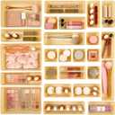Vtopmart 25 PCS Plastic Drawer Organizers Set, 4-Size Versatile Bathroom and Vanity Drawer Organizer Trays, Storage Bins for Makeup, Bedroom, Kitchen Gadgets Utensils and Office (Beige)
