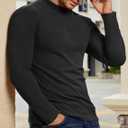 Vssjavun Mens Mock Turtleneck Long Sleeve Shirts Casual Slim Fit Undershirt Lightweight T-Shirt for Outdoor & Business (White, M)