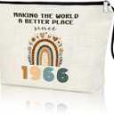 60th Birthday Gift for Women 1966 Year Gifts Idea Makeup Bag 60-Year-Old Decoration Gifts for Grandma Wife Aunt Friend Cosmetic Bag Organizer Zipper Pouch Gift for Retirement Anniversary