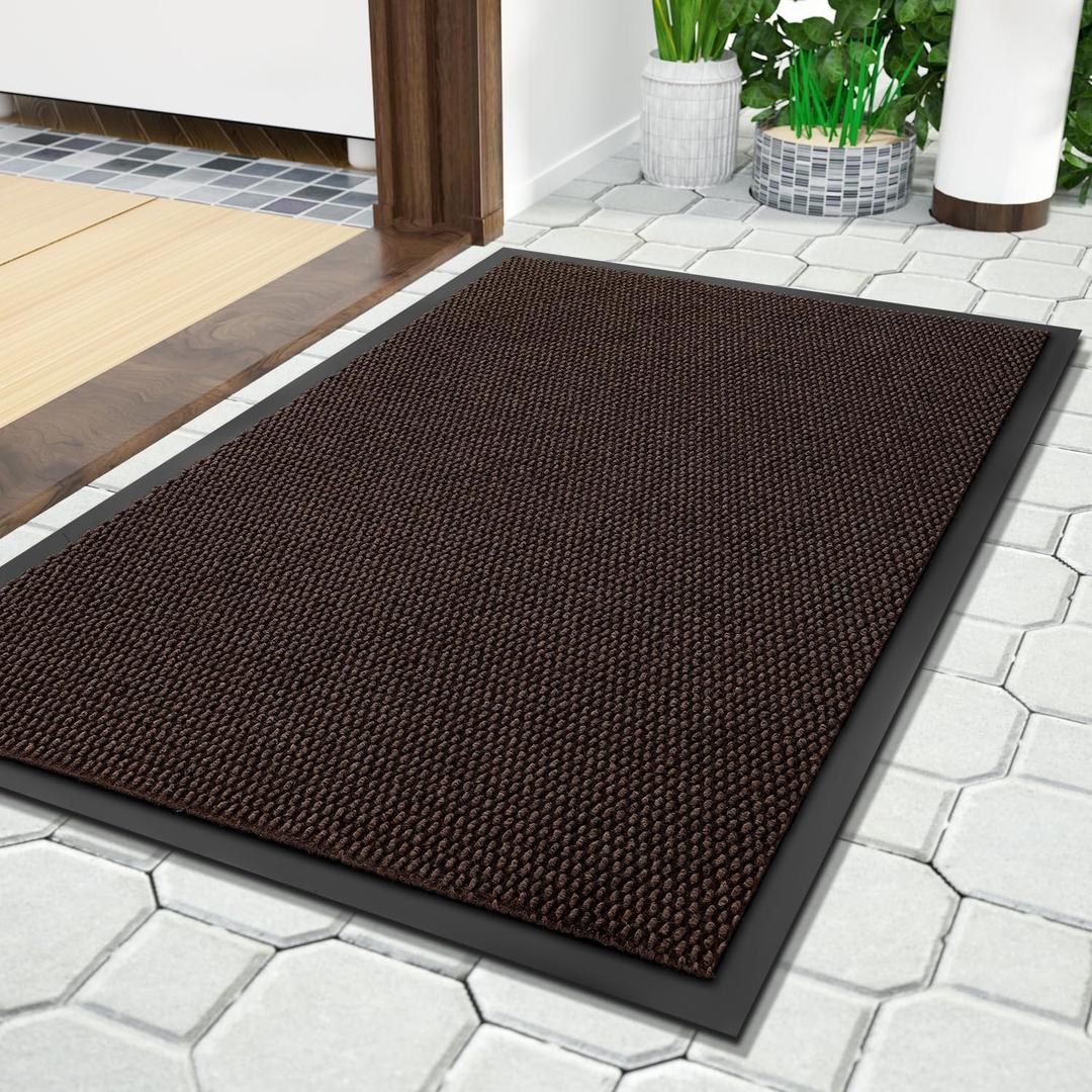 Yimobra Doormat Outdoor Indoor Entrance 29.5 x 17, All-Season All-Weather Front Door Mat, 100% Waterproof Welcome Matt for Floor Garage Outside Entry, Stain and Fade Resistant (Black Coffee)
